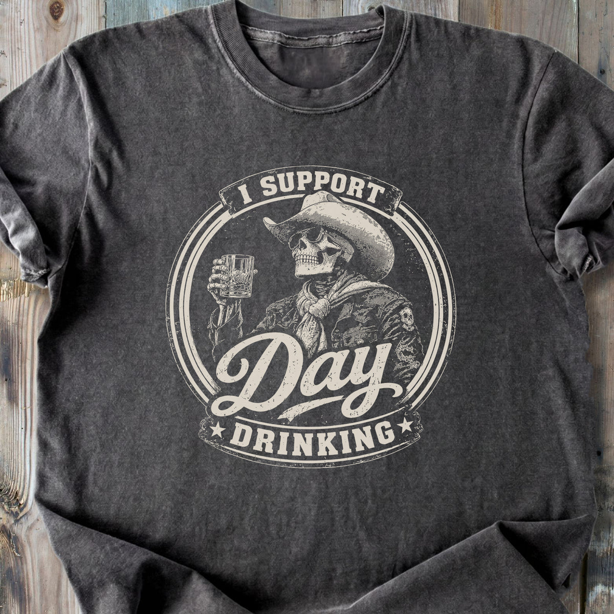 Day Drinking Whiskey Skeleton - Premium Heavyweight Tee