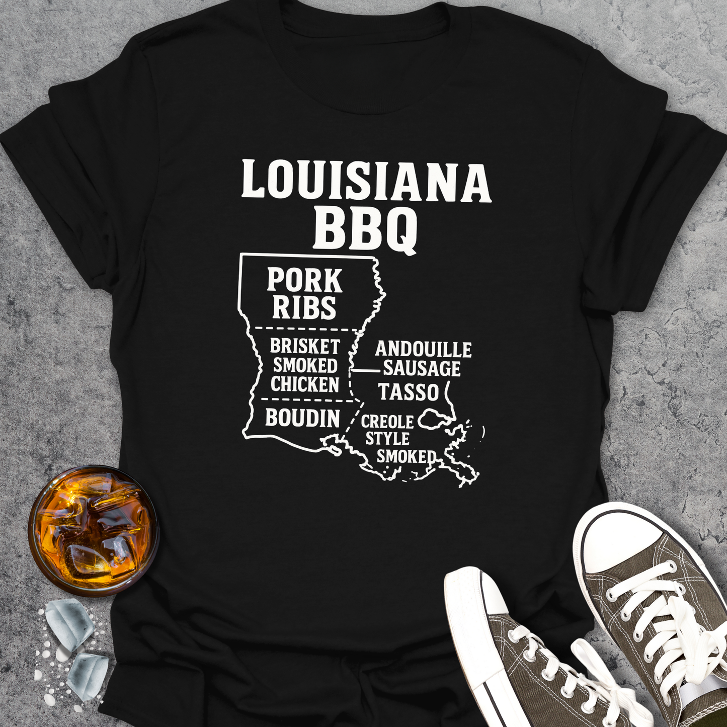 Louisiana BBQ Map T-Shirt