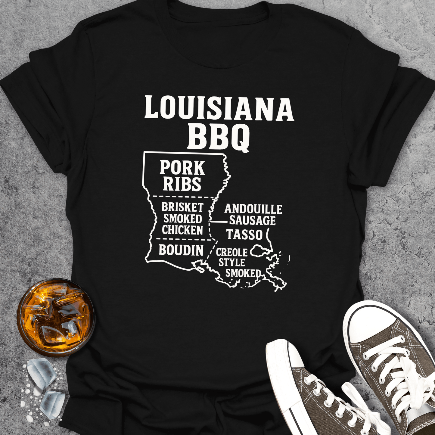Louisiana BBQ Map T-Shirt