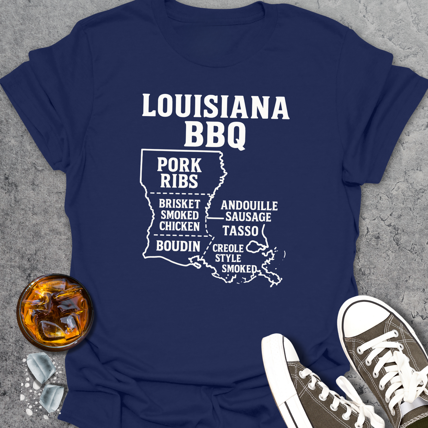 Louisiana BBQ Map T-Shirt