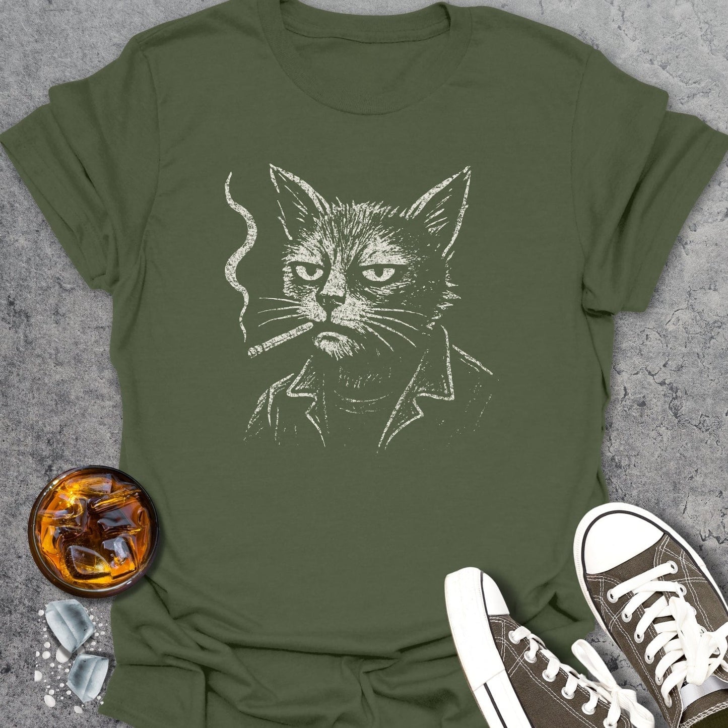 Smoking Cat Funny T-Shirt