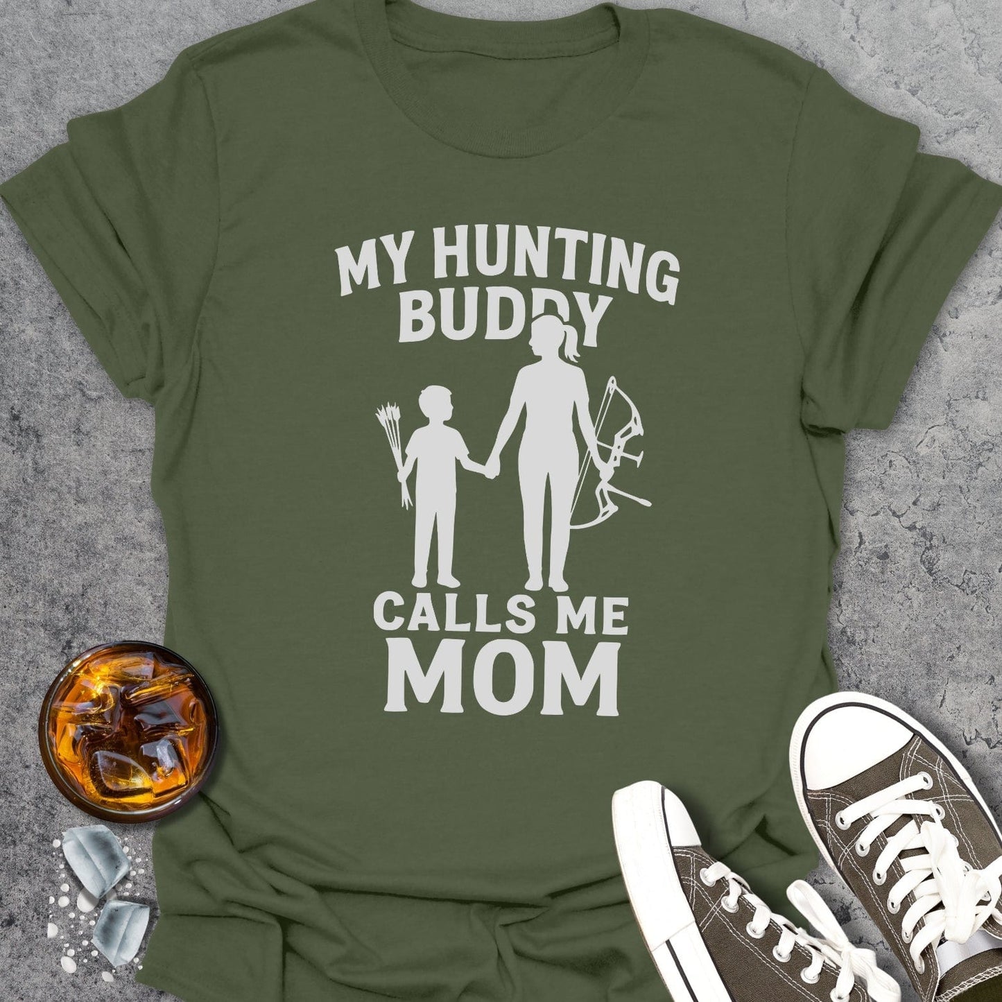 My Hunting Buddy Calls Me Mom Boy Bow T-shirt
