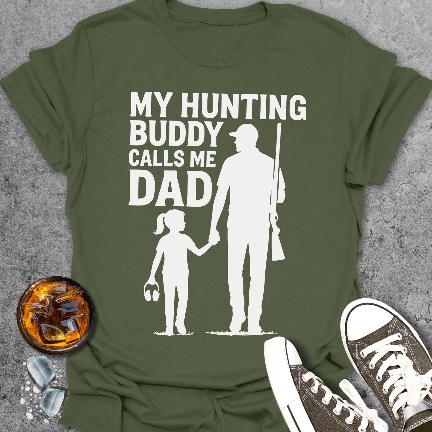My Hunting Buddy Calls Me Dad Girl Gun T-Shirt