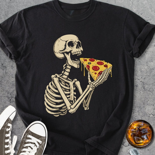 Skeleton Eating Pizza - Vintage Heavyweight Tee