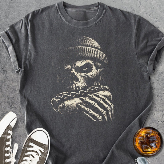Skull With Hot Dog And Beanie - Vintage Heavyweight Tee