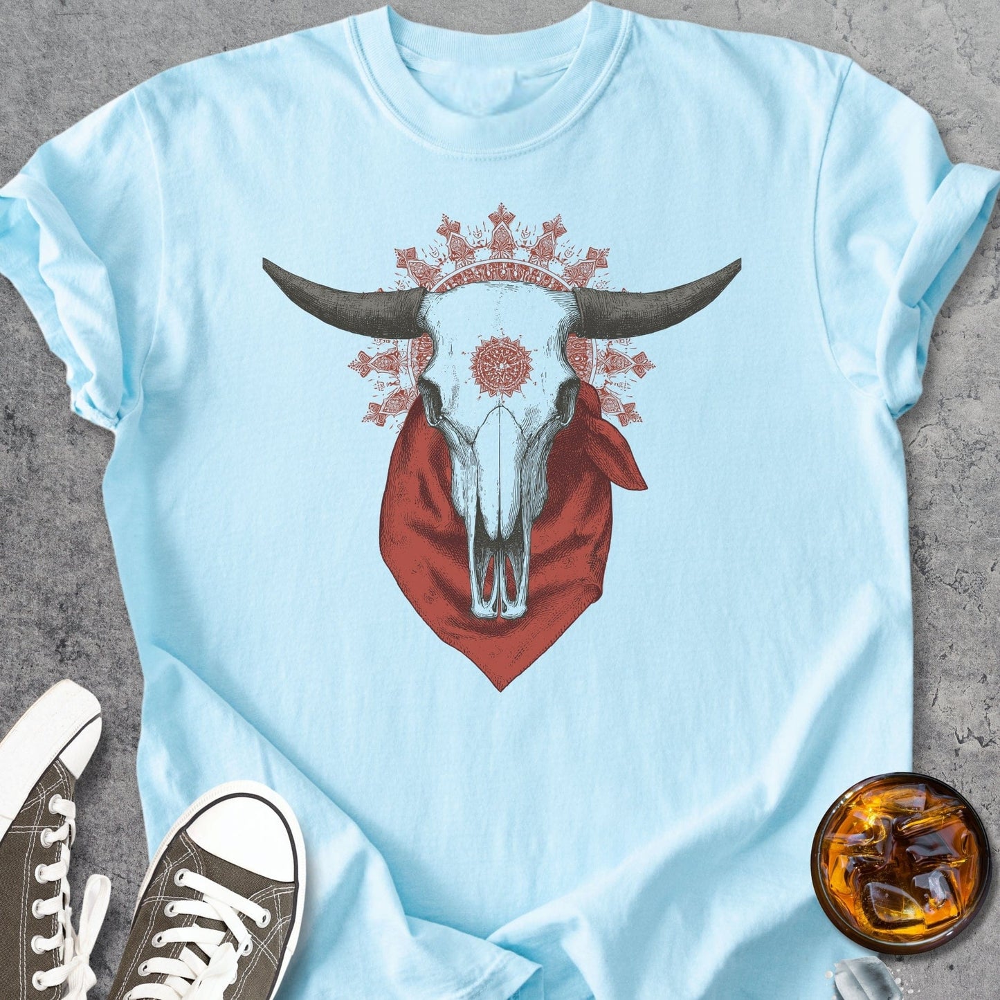Bandana Skull Western - Vintage Heavyweight Tee