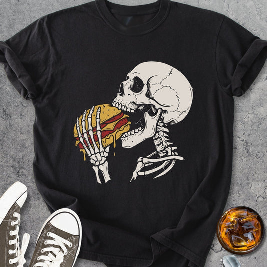 Skeleton With Burger - Vintage Heavyweight Tee