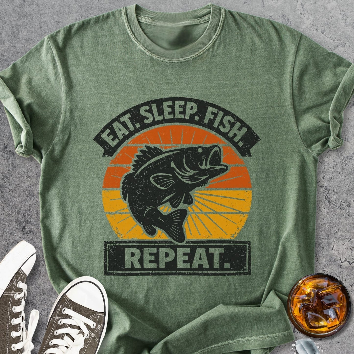 Eat Sleep Fish Repeat - Vintage Heavyweight Tee