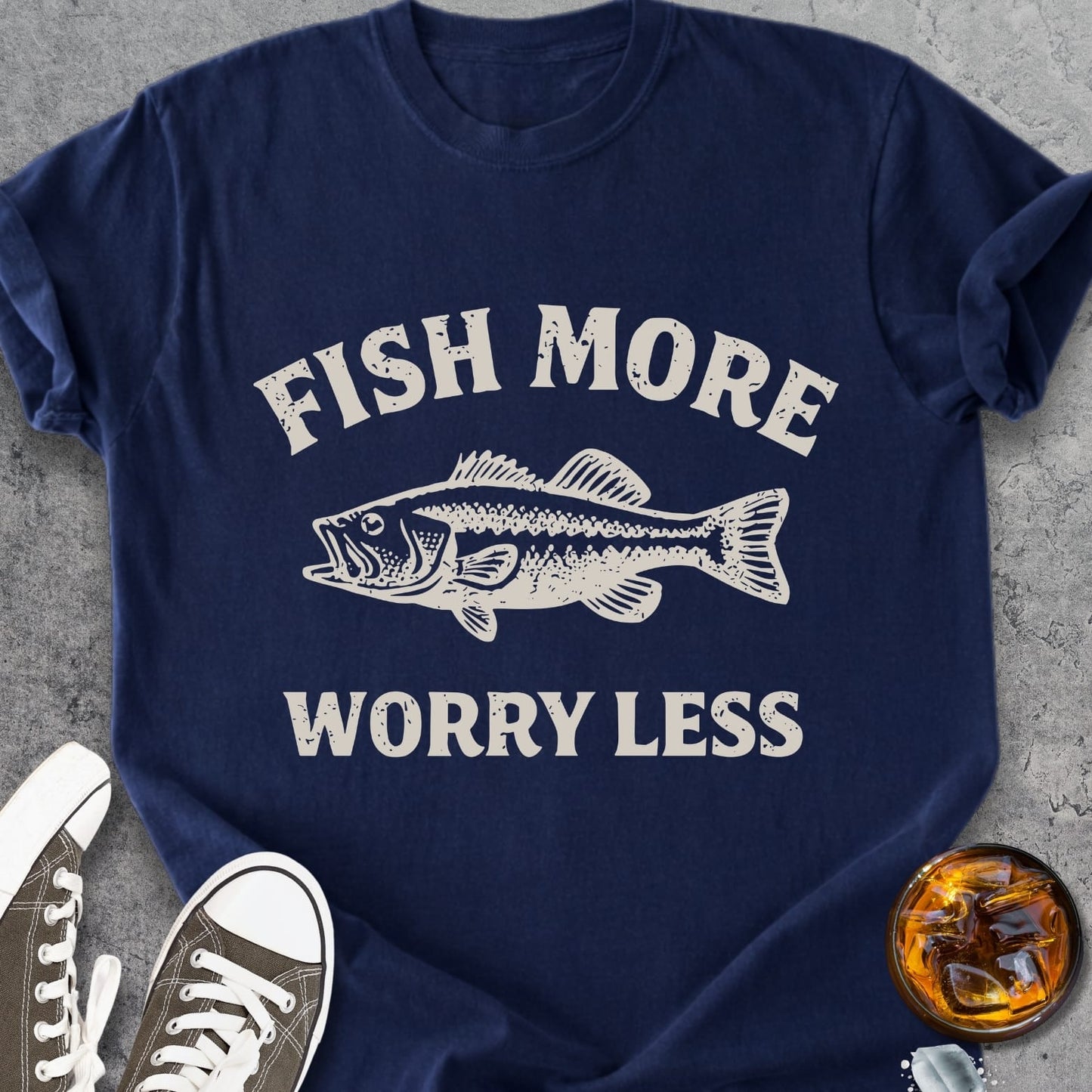 Fish More Worry Less - Premium Heavyweight Tee