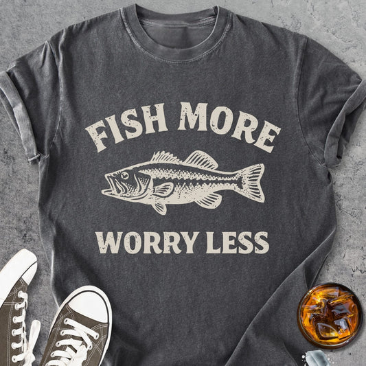 Fish More Worry Less - Premium Heavyweight Tee