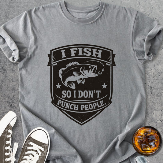 I Fish So I Don't Punch People - Vintage Heavyweight Tee
