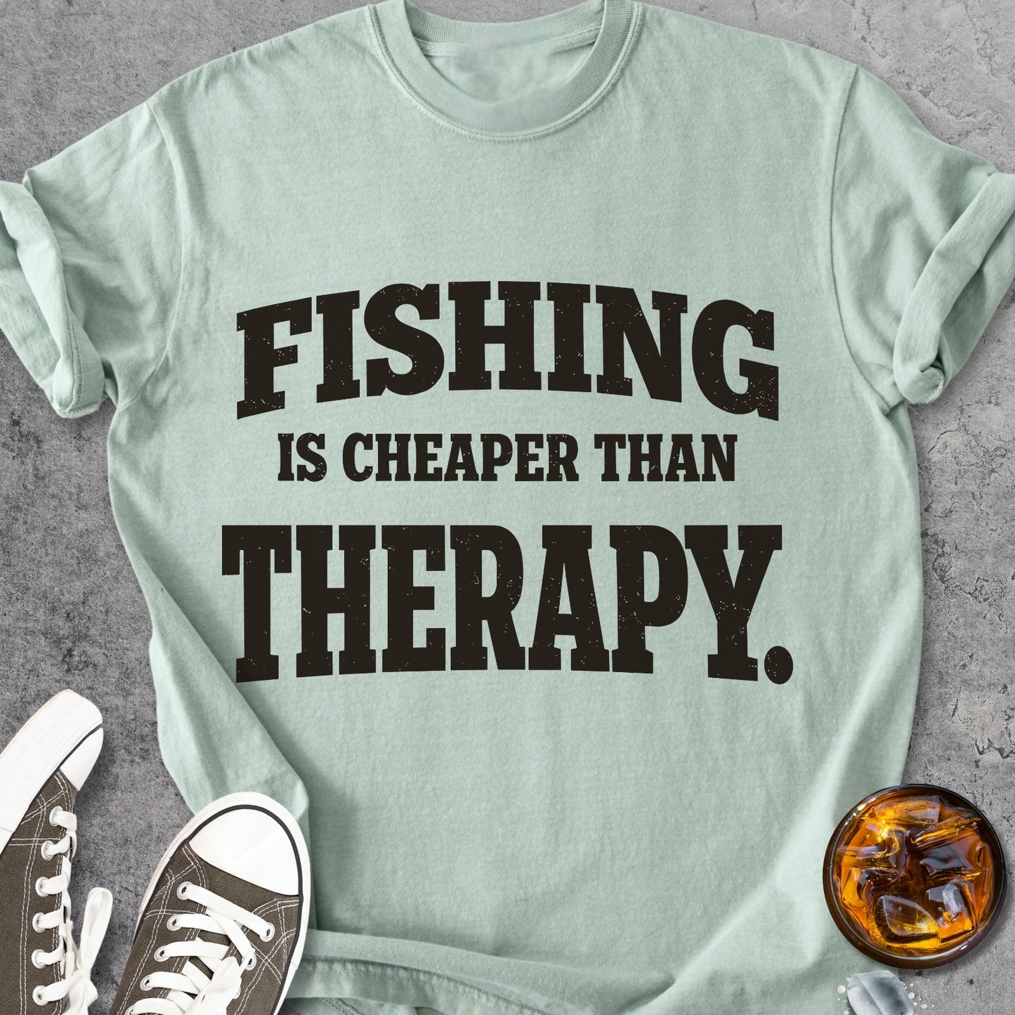 Fishing Cheaper Than Therapy - Vintage Heavyweight Tee
