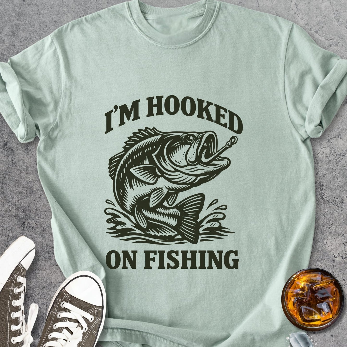 Hooked On Fishing - Premium Heavyweight Tee