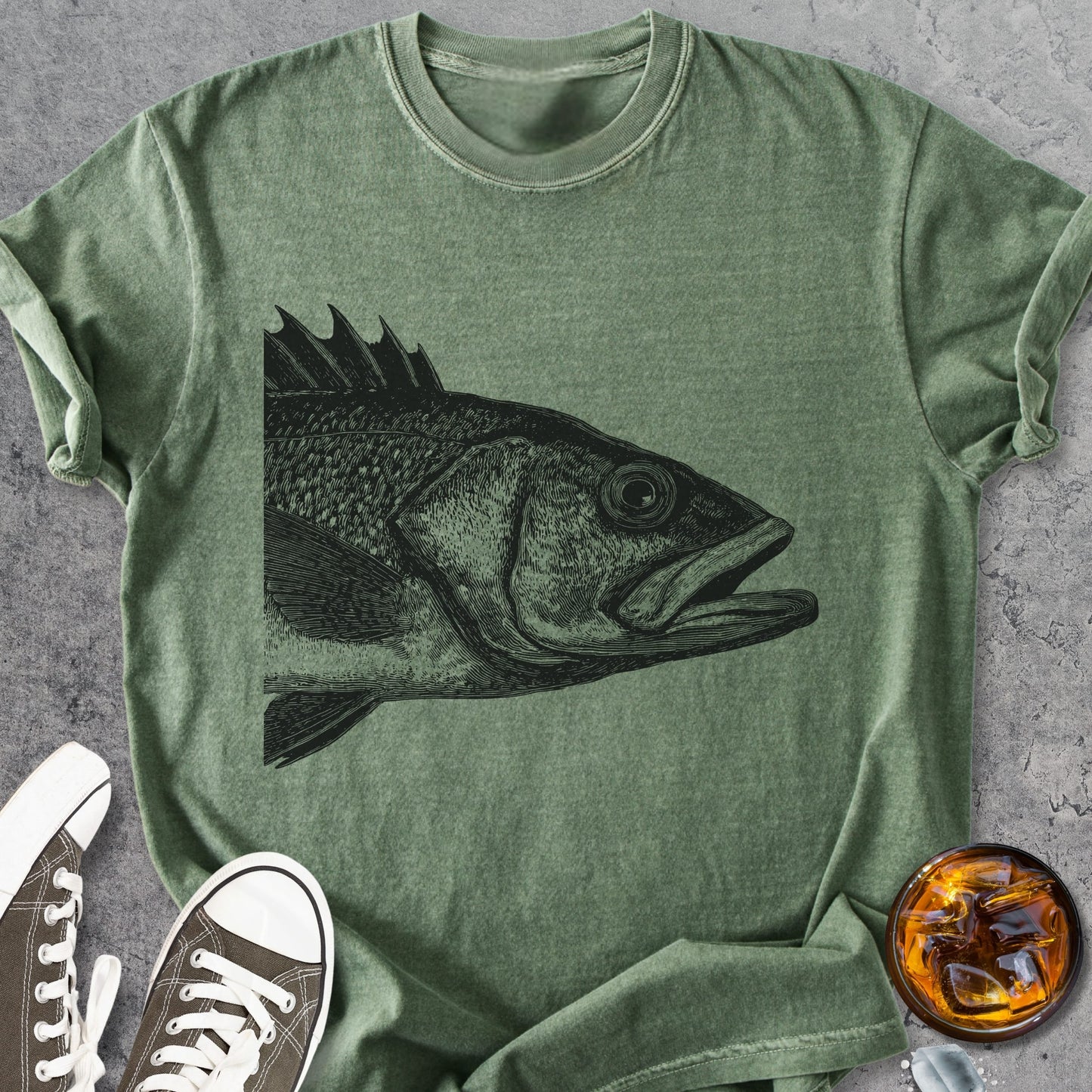 Classic Fish Woodcut - Vintage Heavyweight Tee