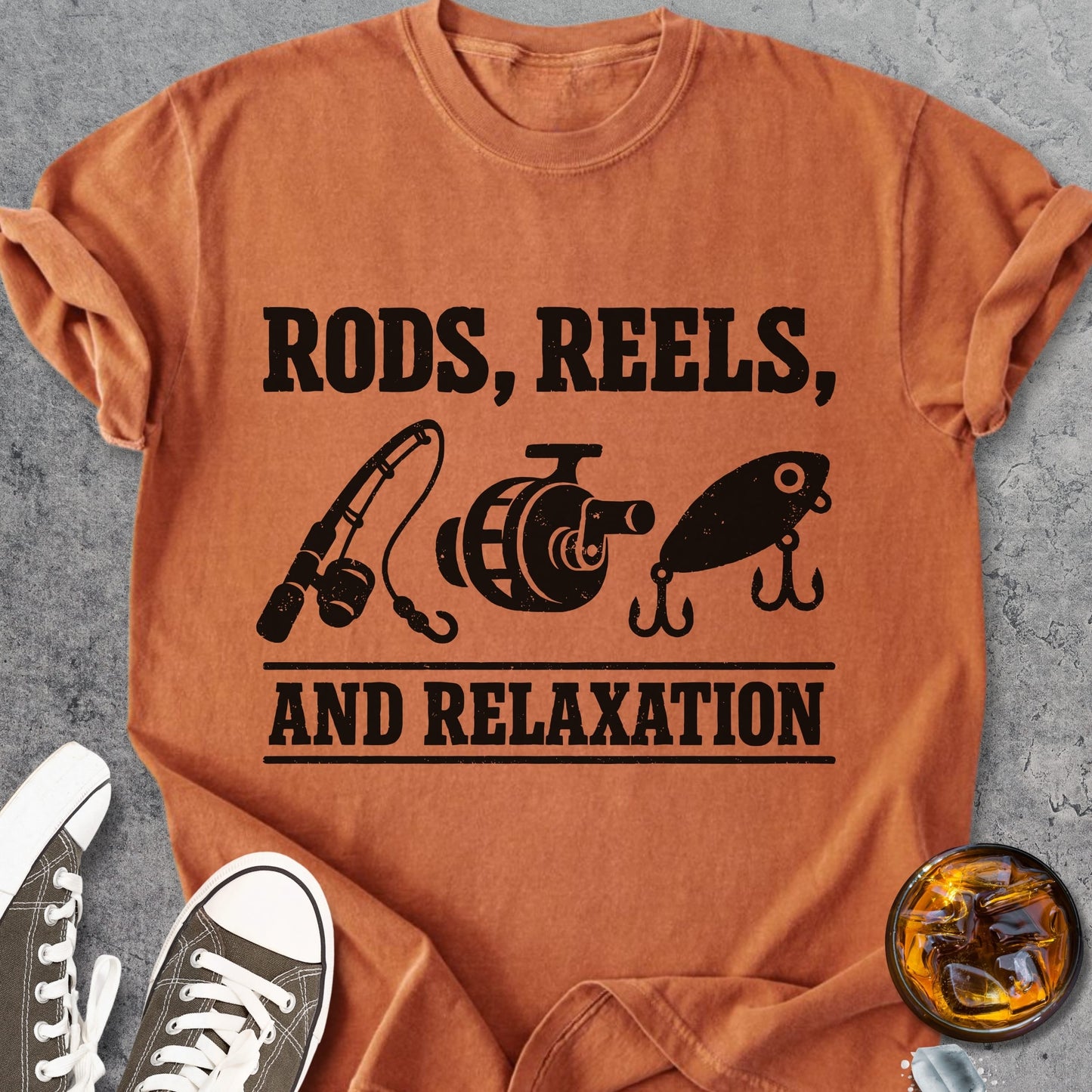 Rods, Reels, Relaxation - Premium Heavyweight Tee