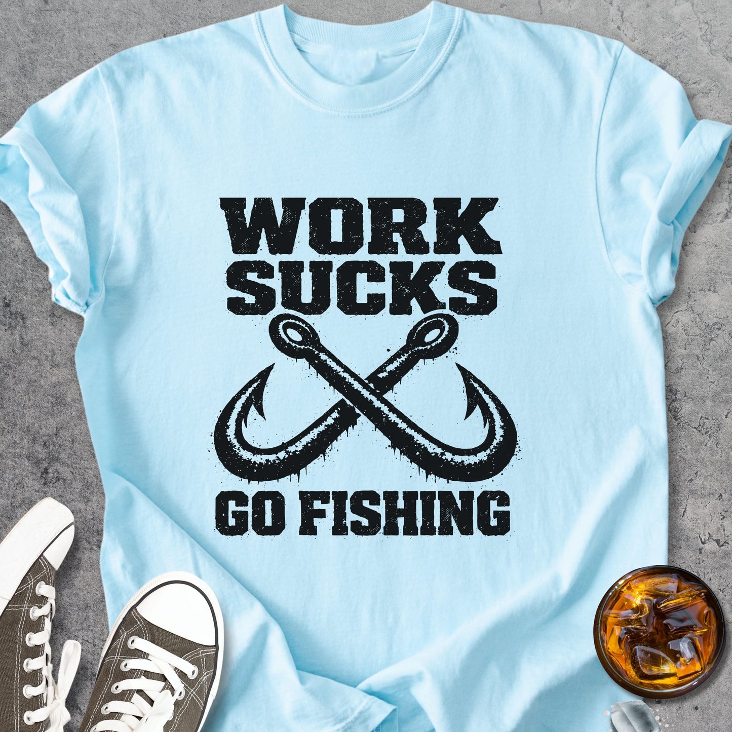 Work Sucks Go Fishing - Premium Heavyweight Tee