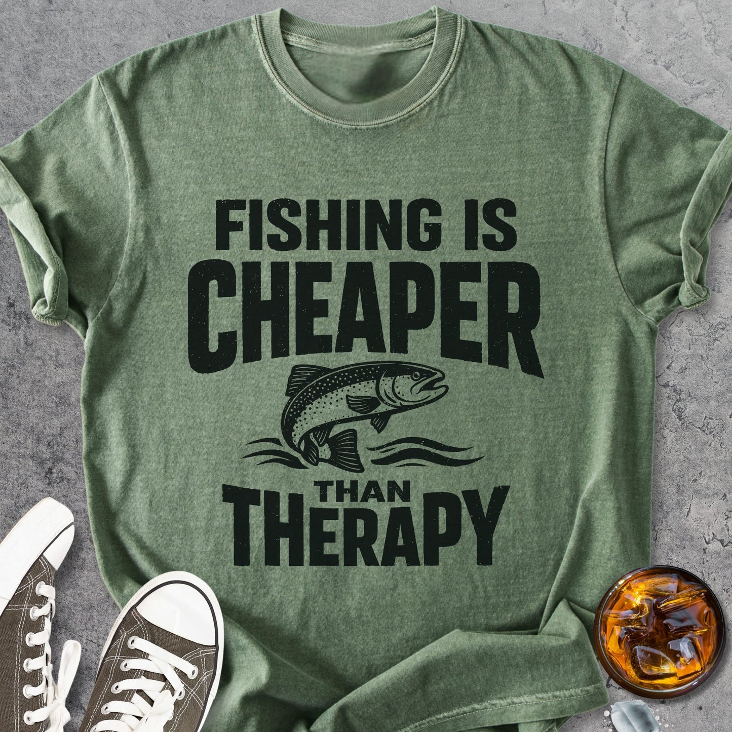 Fishing Cheaper Than Therapy - Premium Heavyweight Tee