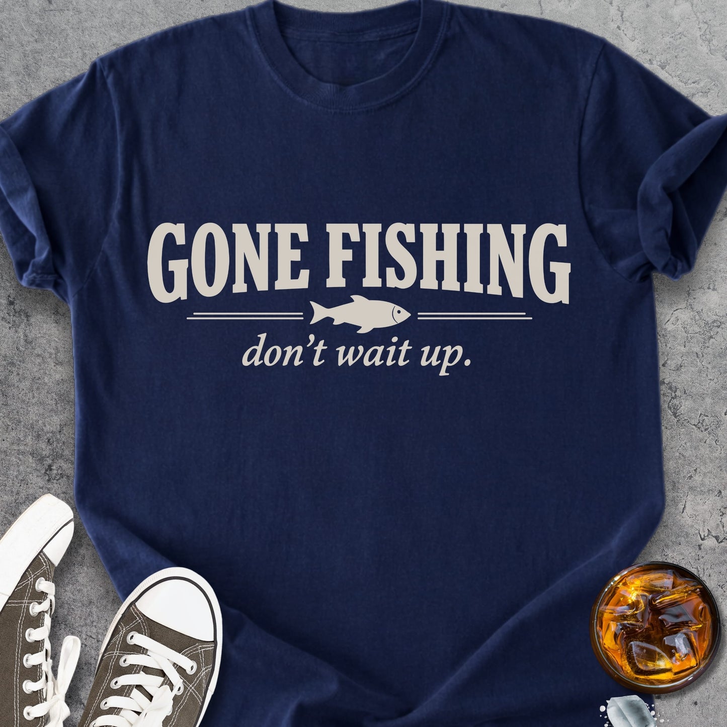 Gone Fishing. Don't Wait Up - Premium Heavyweight Tee
