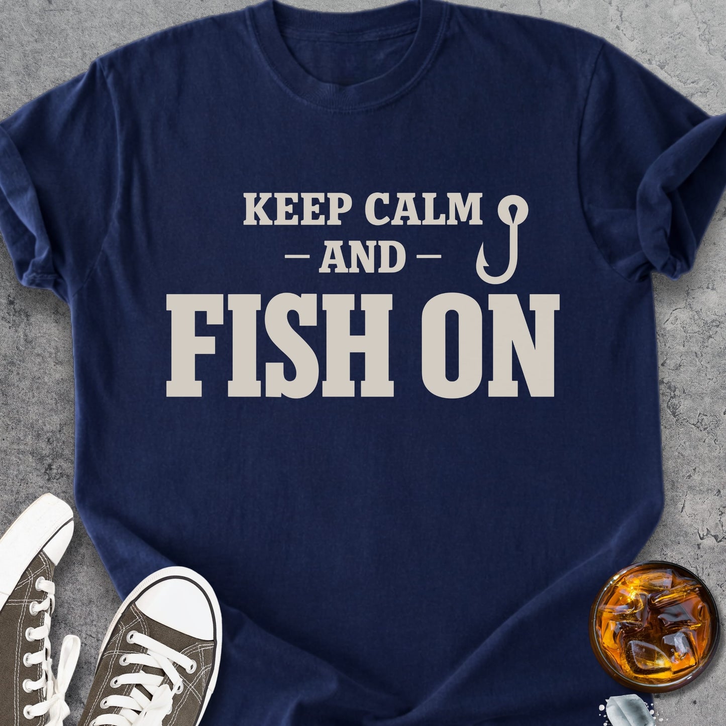 Keep Calm And Fish On - Vintage Heavyweight Tee