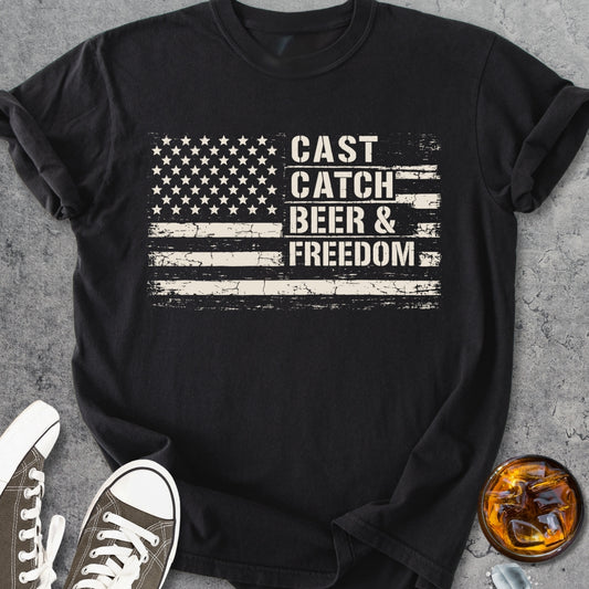 Cast, Catch, Beer, Freedom - Vintage Heavyweight Tee