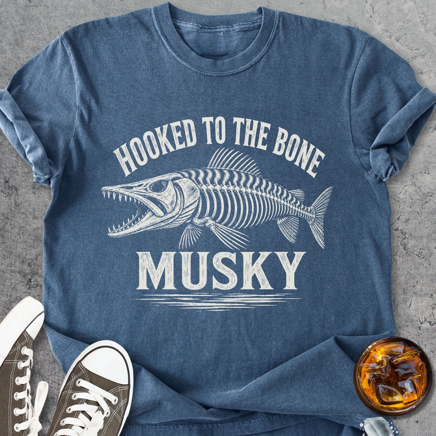 Hooked To The Bone Musky - Vintage Heavyweight Tee