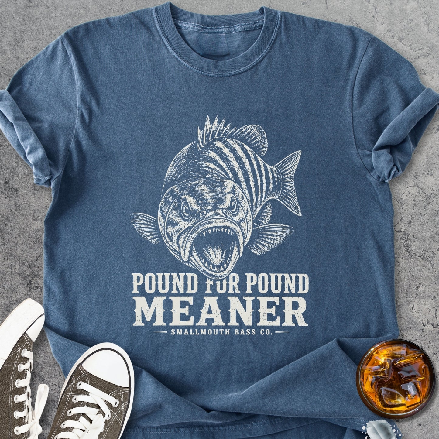 Pound For Pound Meaner Smallmouth Bass - Vintage Heavyweight Tee