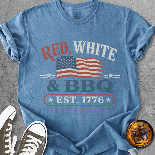 Red, White And BBQ - Premium Heavyweight Tee