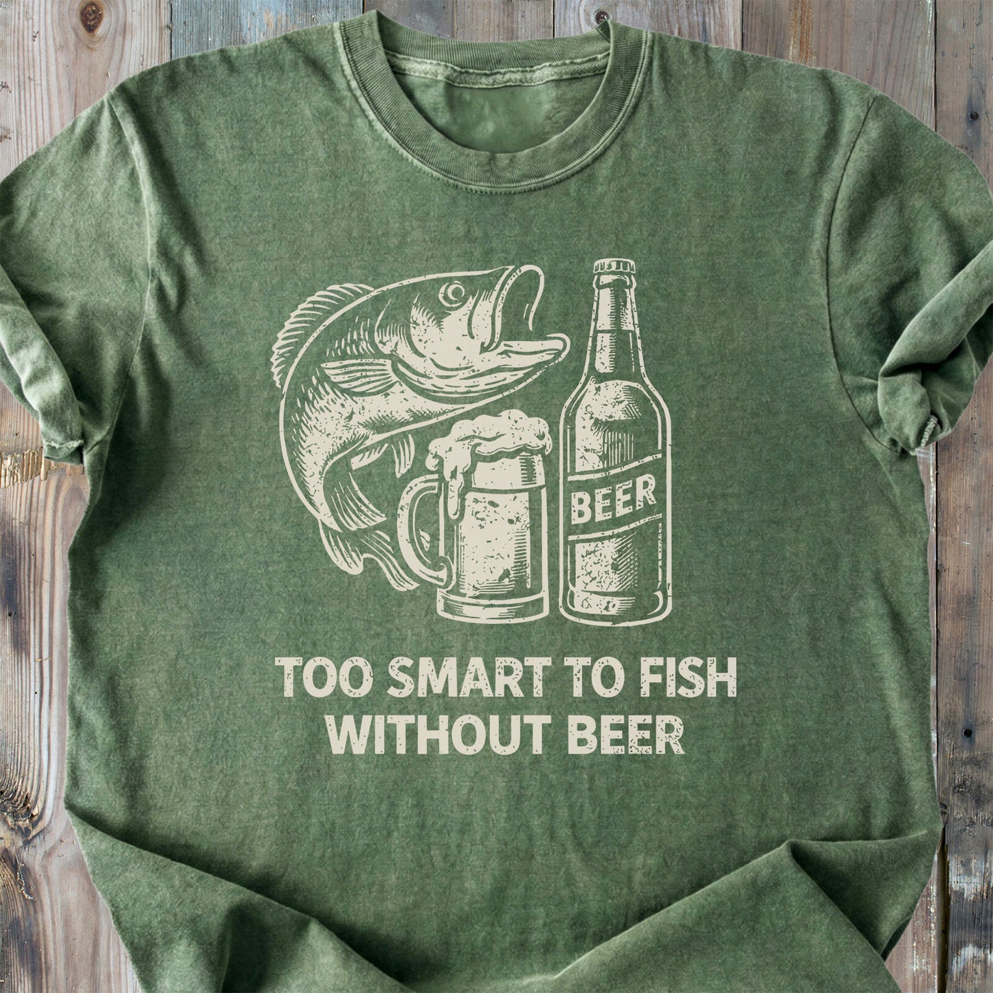 Too Smart To Fish Without Beer - Premium Heavyweight Tee