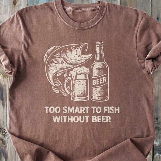 Too Smart To Fish Without Beer - Premium Heavyweight Tee