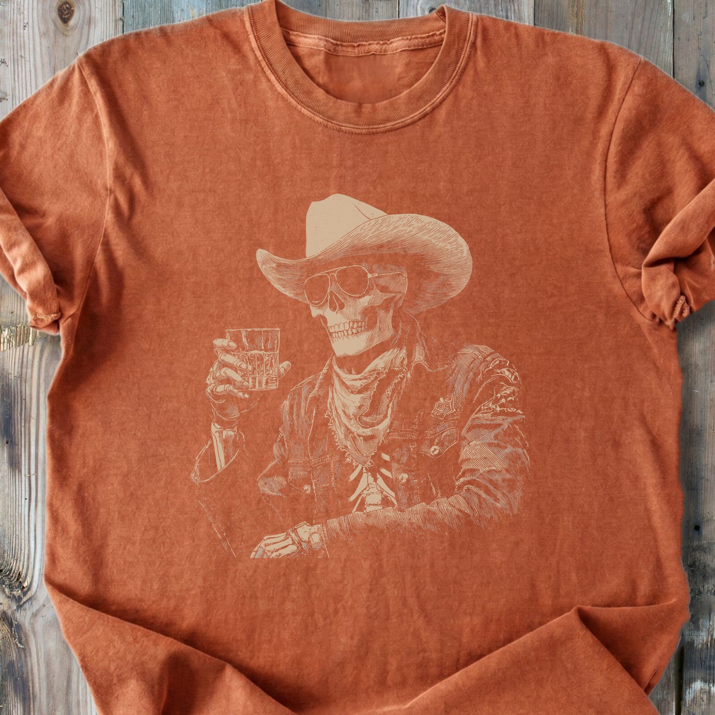 Cheers Skeleton Cowboy - Premium Heavyweight Tee