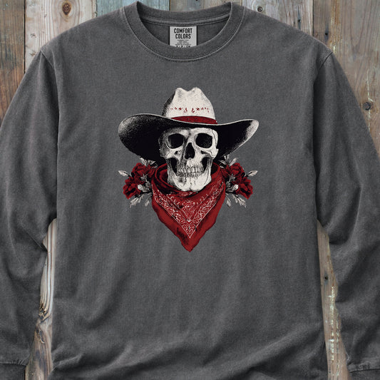 Western Cowboy Skull - Long-Sleeve Tee