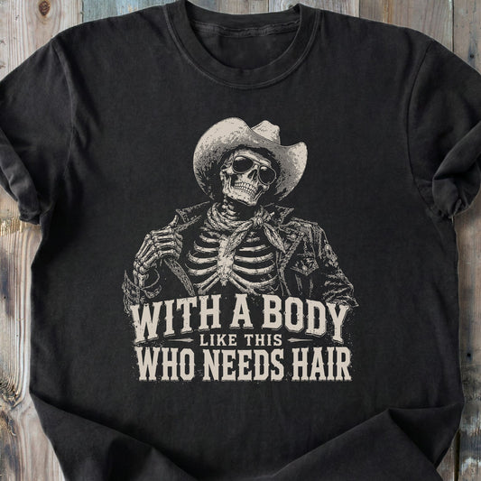 Who Needs Hair Skeleton - Premium Heavyweight Tee