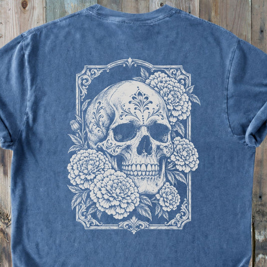 Marigold Skull BACK PRINT - Premium Heavyweight Tee