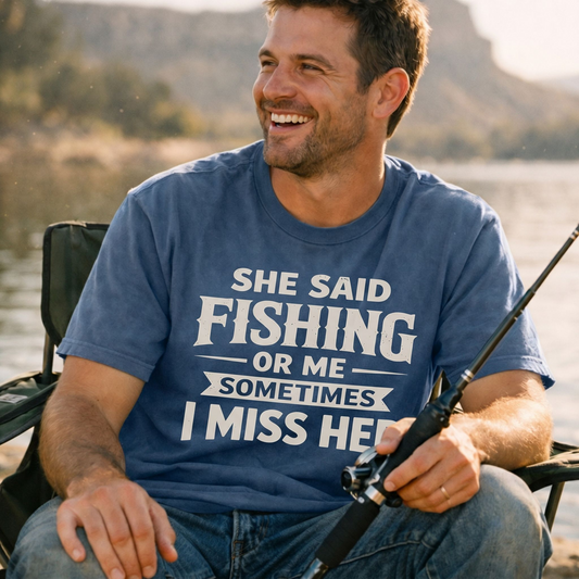 She Said Fishing Or Me - Vintage Heavyweight Tee