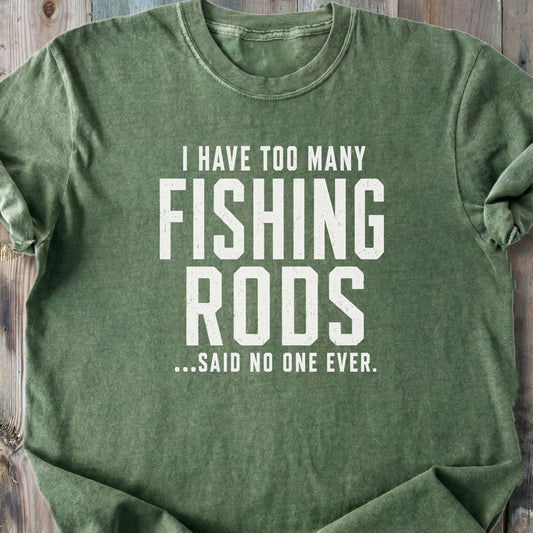 Too Many Fishing Rods - Premium Heavyweight Tee