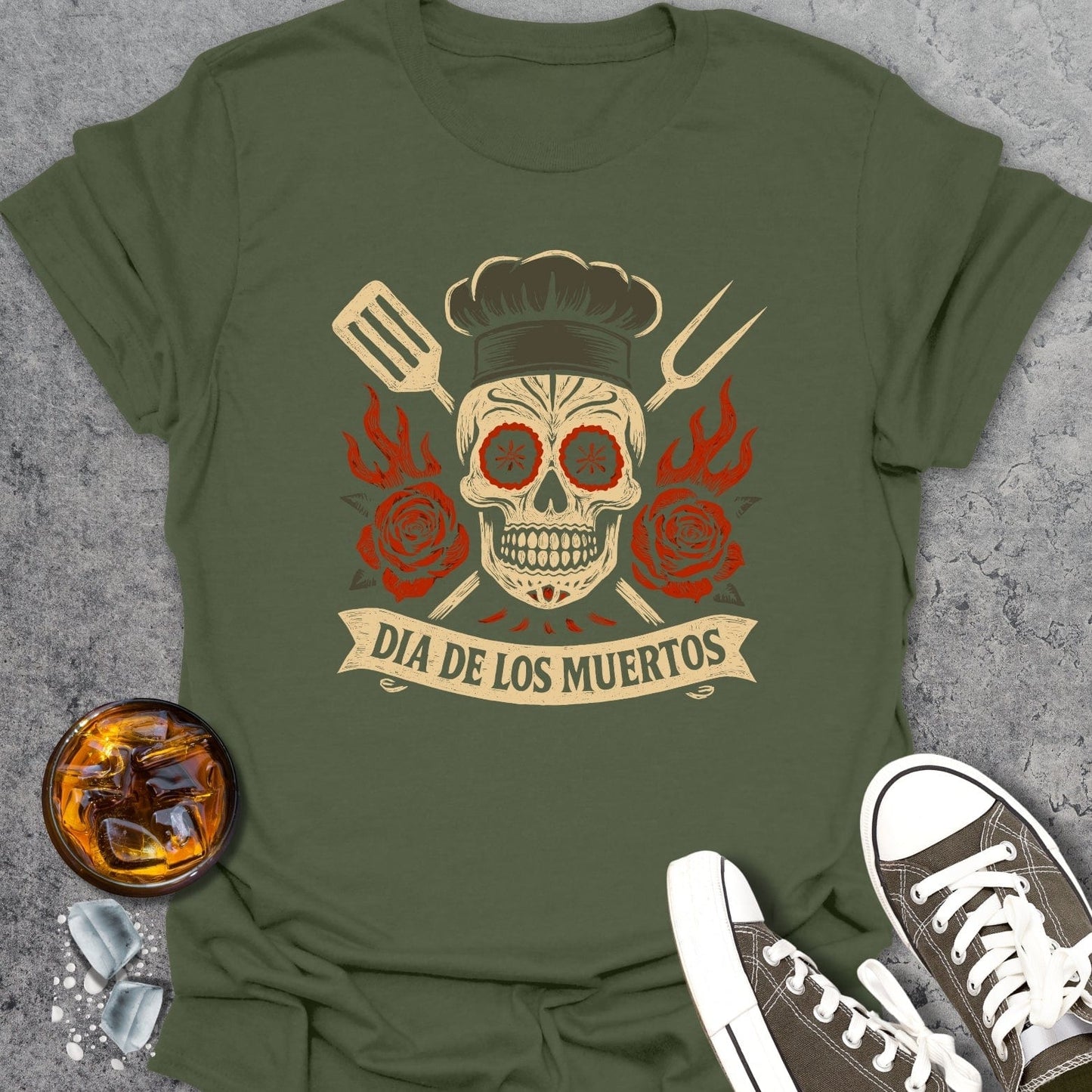Vintage Día de Los Muertos Chef T-shirt