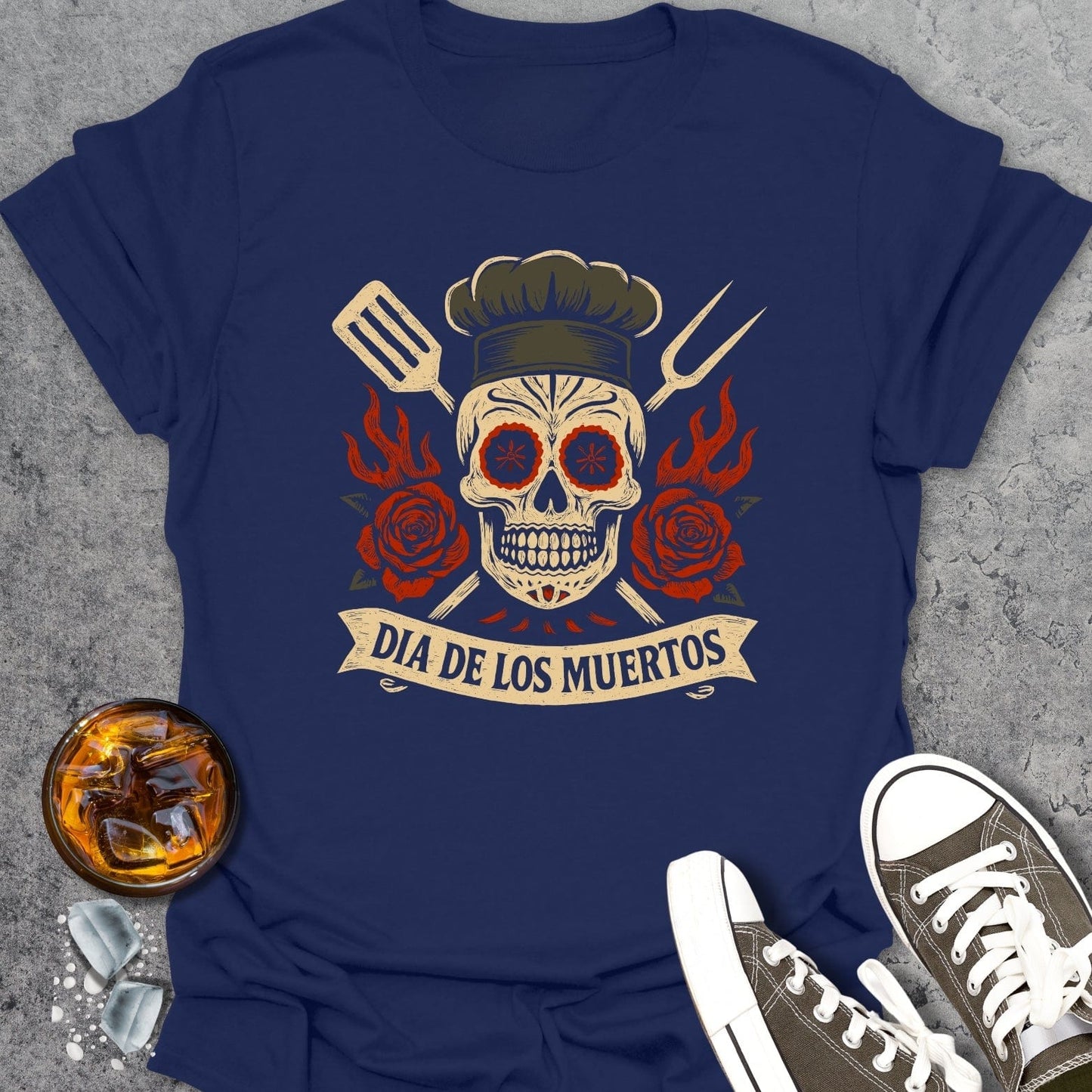 Vintage Día de Los Muertos Chef T-shirt