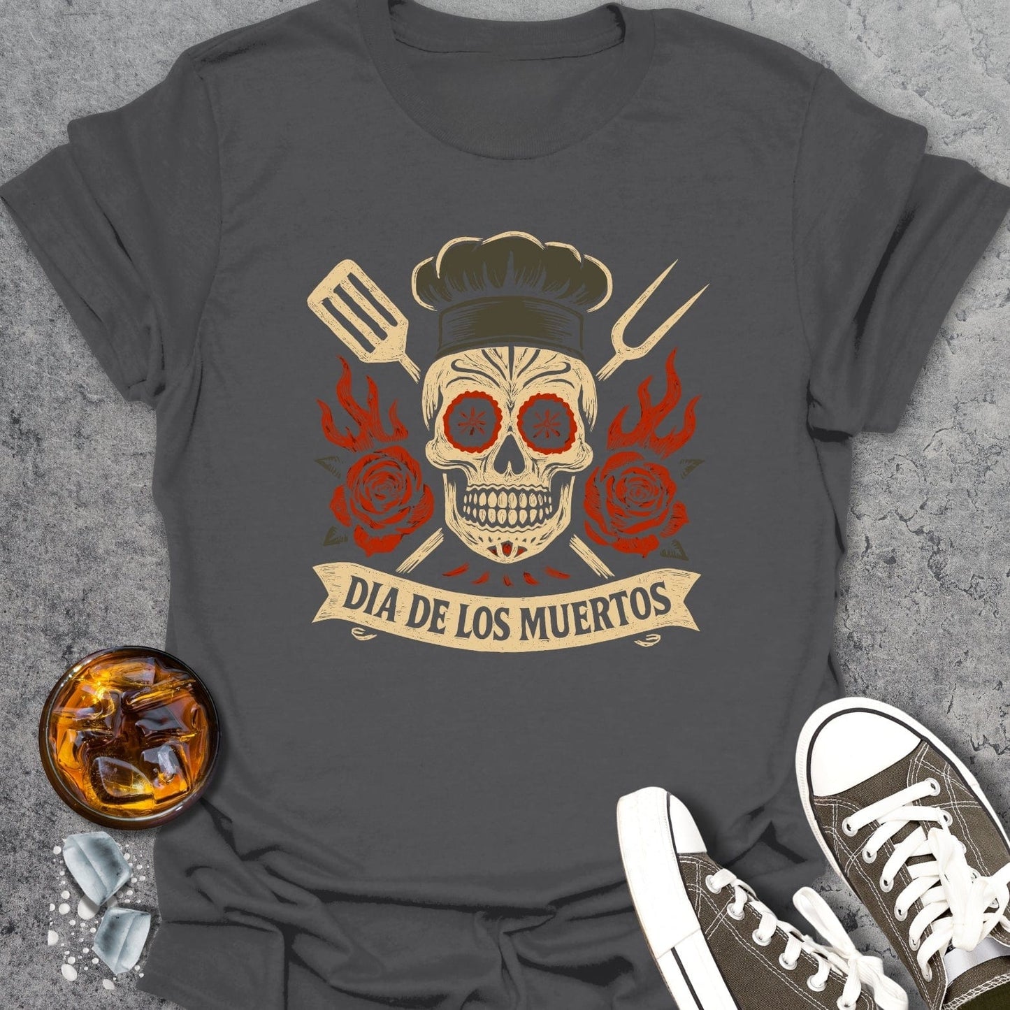 Vintage Día de Los Muertos Chef T-shirt