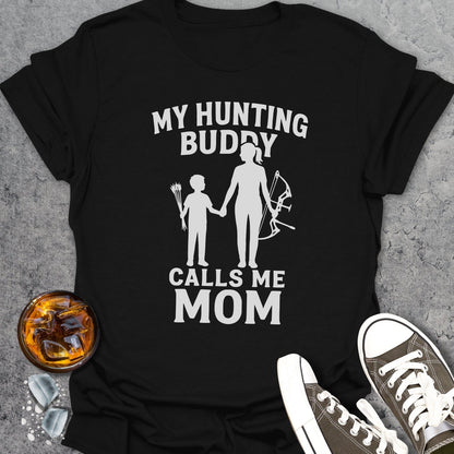 My Hunting Buddy Calls Me Mom Boy Bow T-shirt