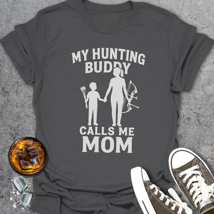 My Hunting Buddy Calls Me Mom Boy Bow T-shirt