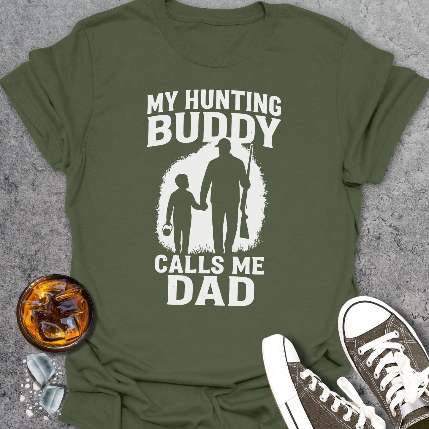 My Hunting Buddy Calls Me Dad Boy Gun T-shirt