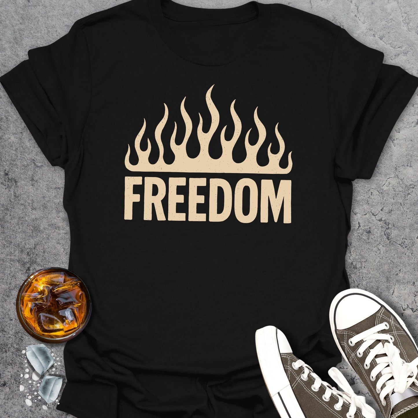 Rustic Flame Freedom Graphic - T-Shirt