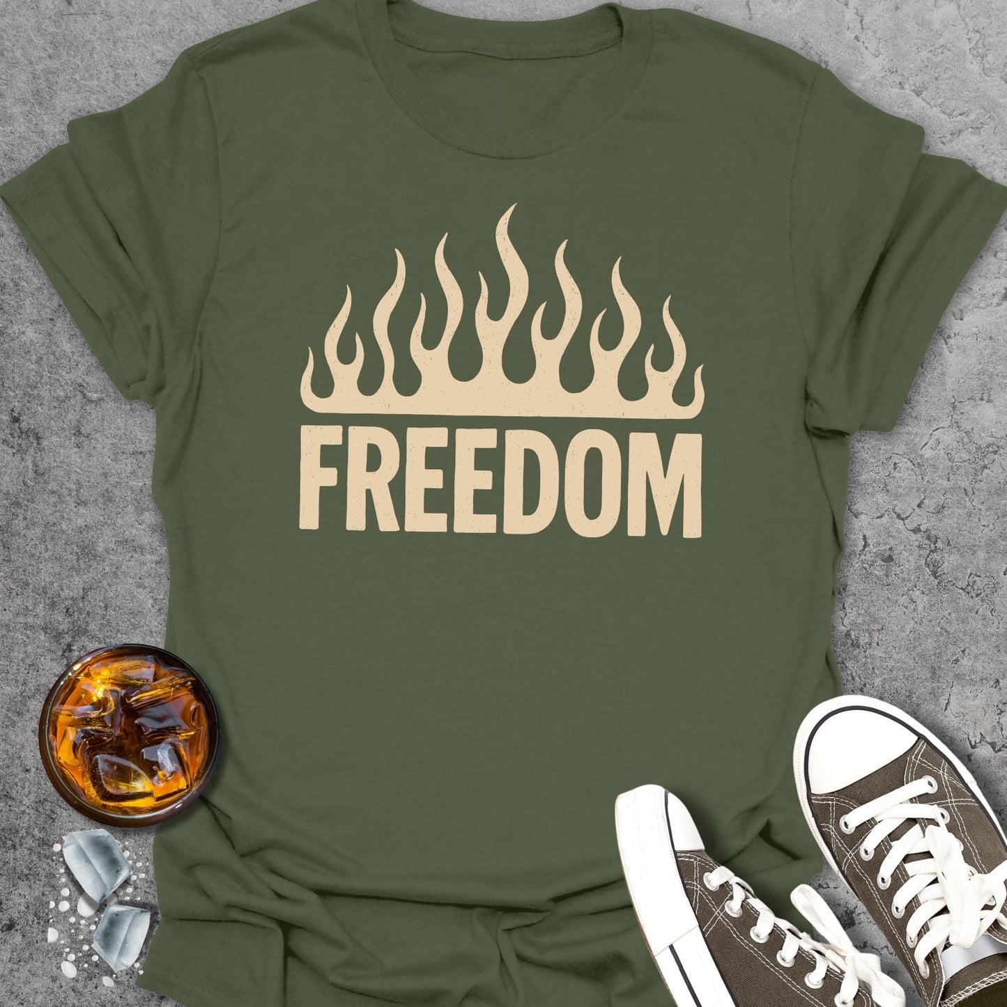 Rustic Flame Freedom Graphic - T-Shirt