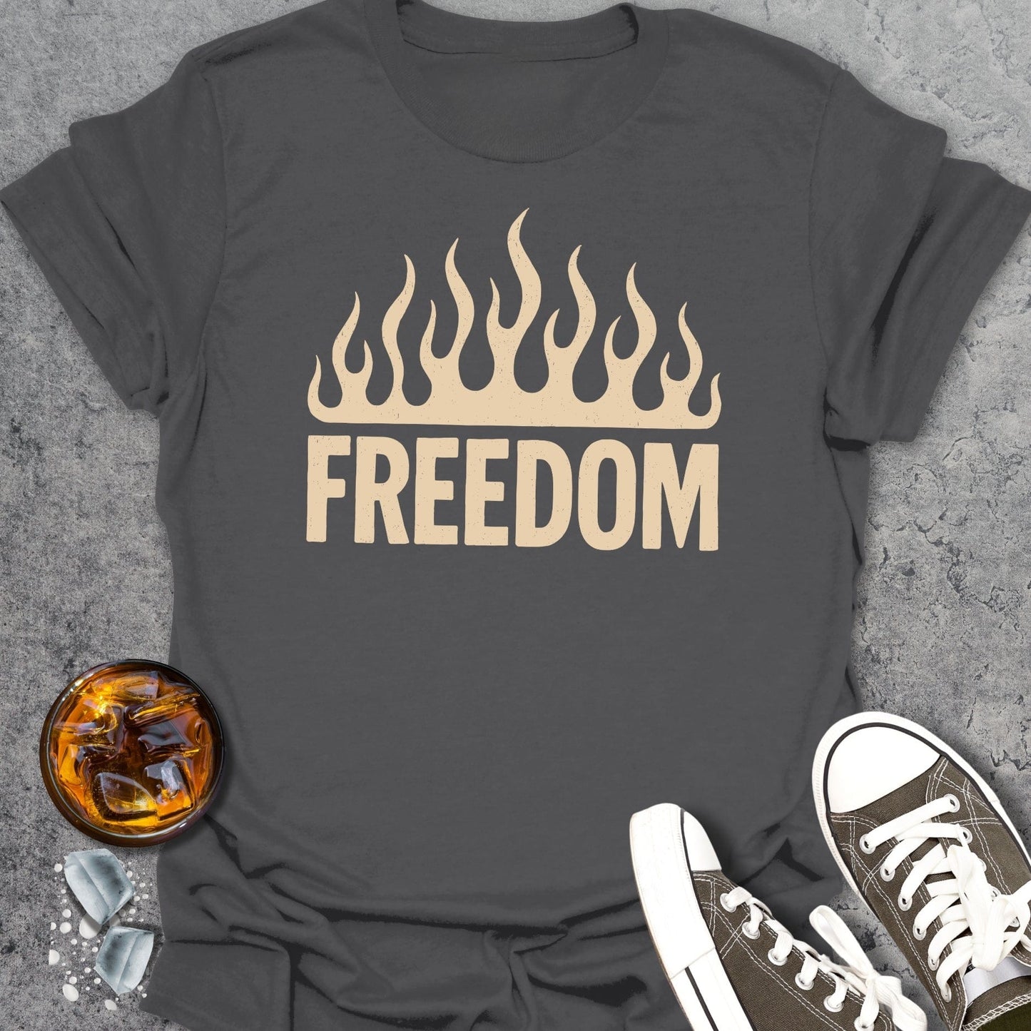 Rustic Flame Freedom Graphic - T-Shirt