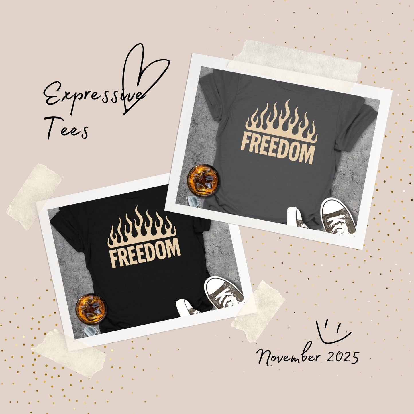 Rustic Flame Freedom Graphic - T-Shirt
