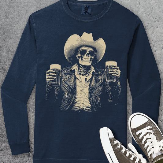 Skeleton Cowboy Comfort Colors Long-Sleeve