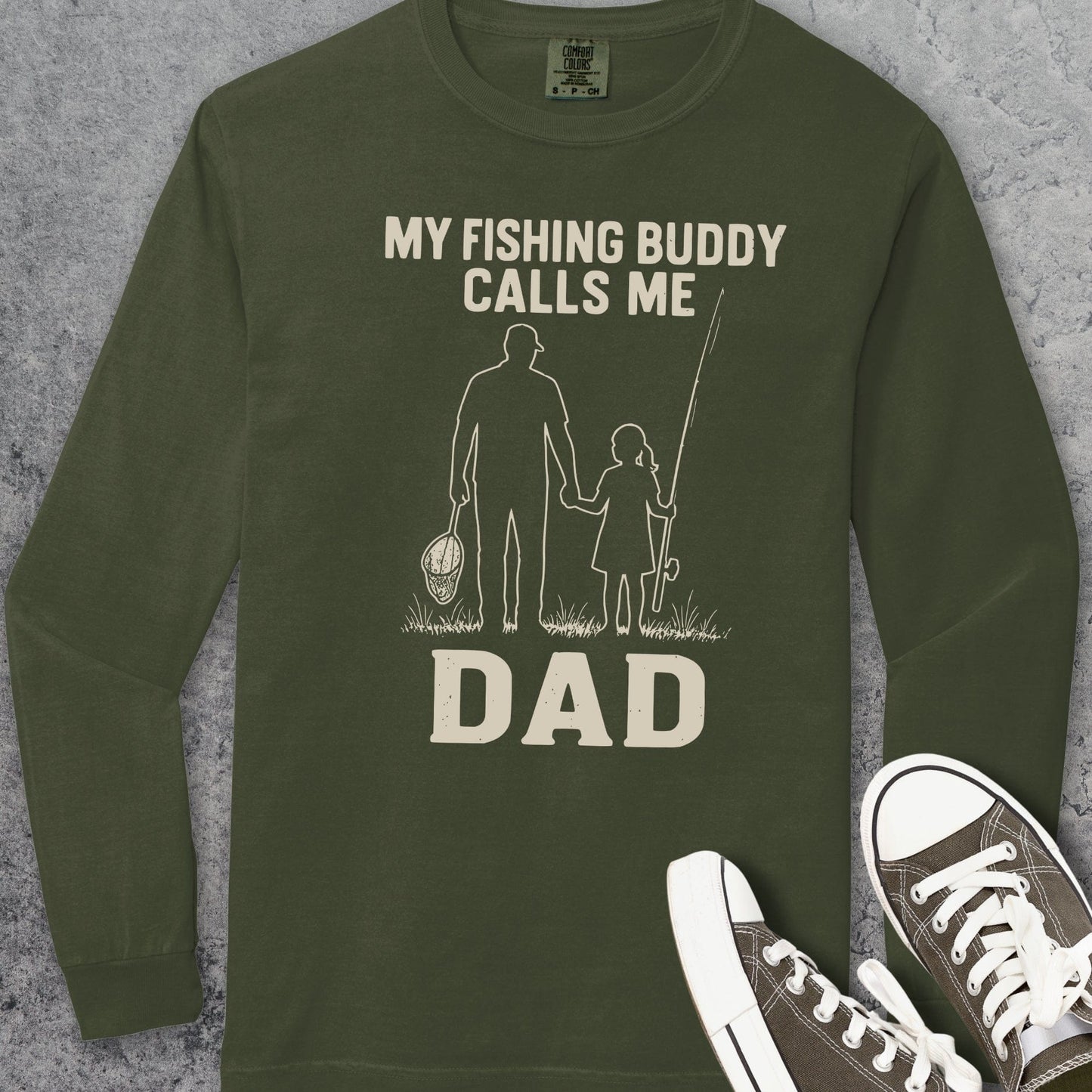 My Fishing Buddy Calls Me Dad girl Comfort Colors Long-Sleeve