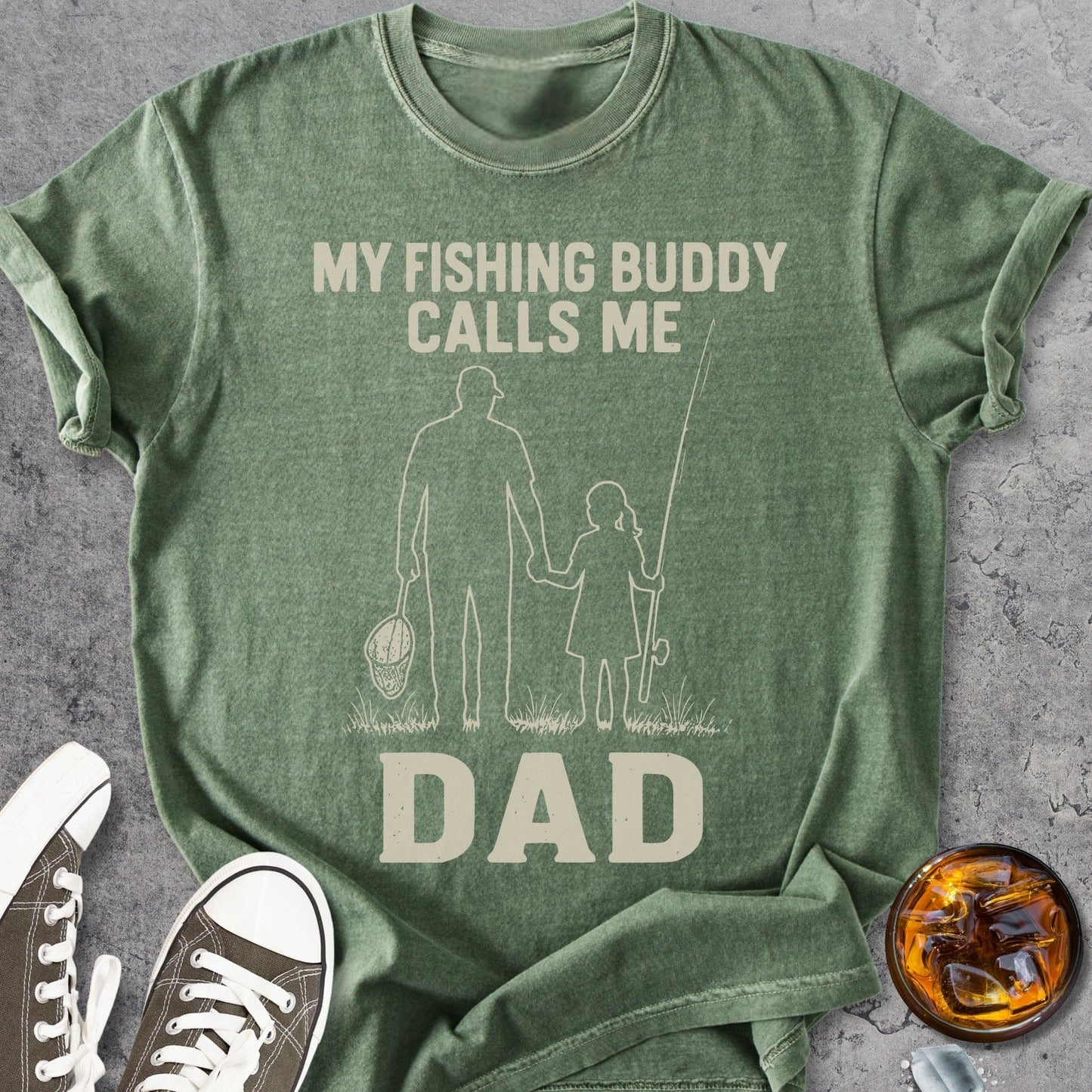 My Fishing Buddy Calls Me Dad girl - Vintage Heavyweight Tee