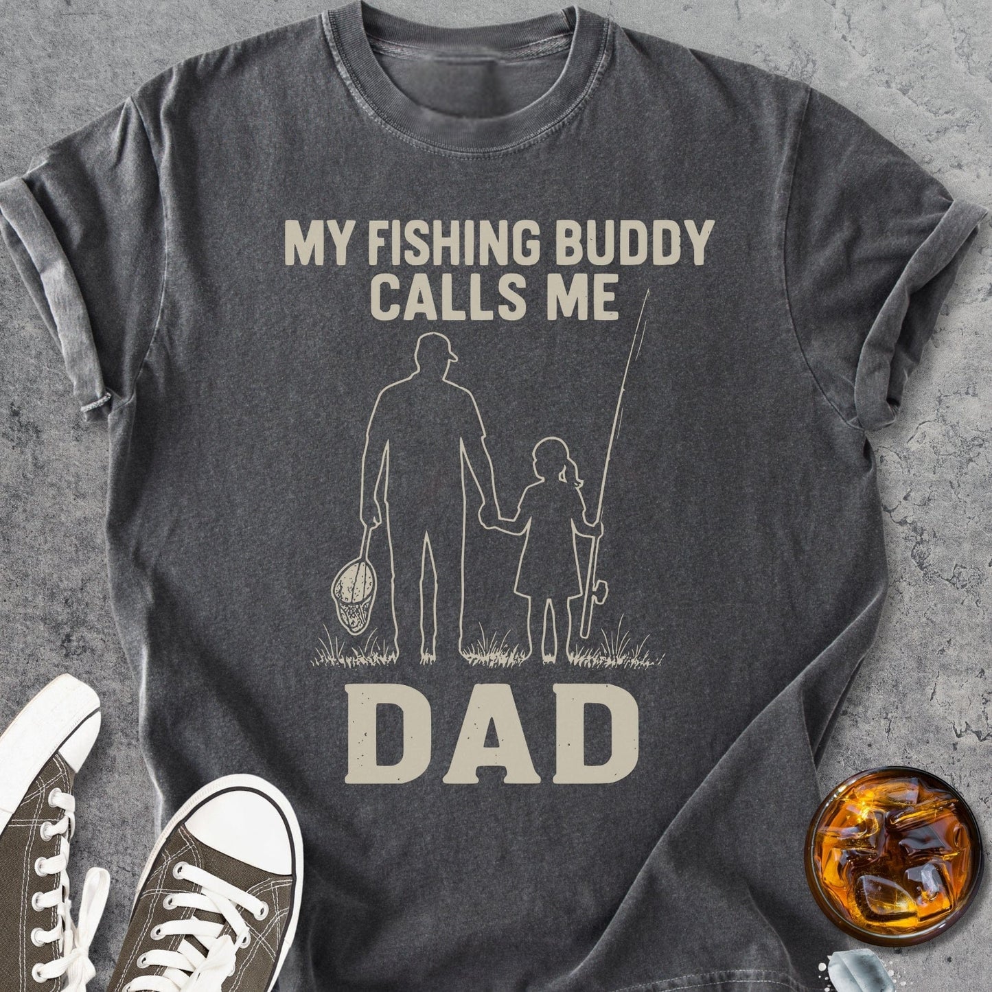 My Fishing Buddy Calls Me Dad girl - Vintage Heavyweight Tee