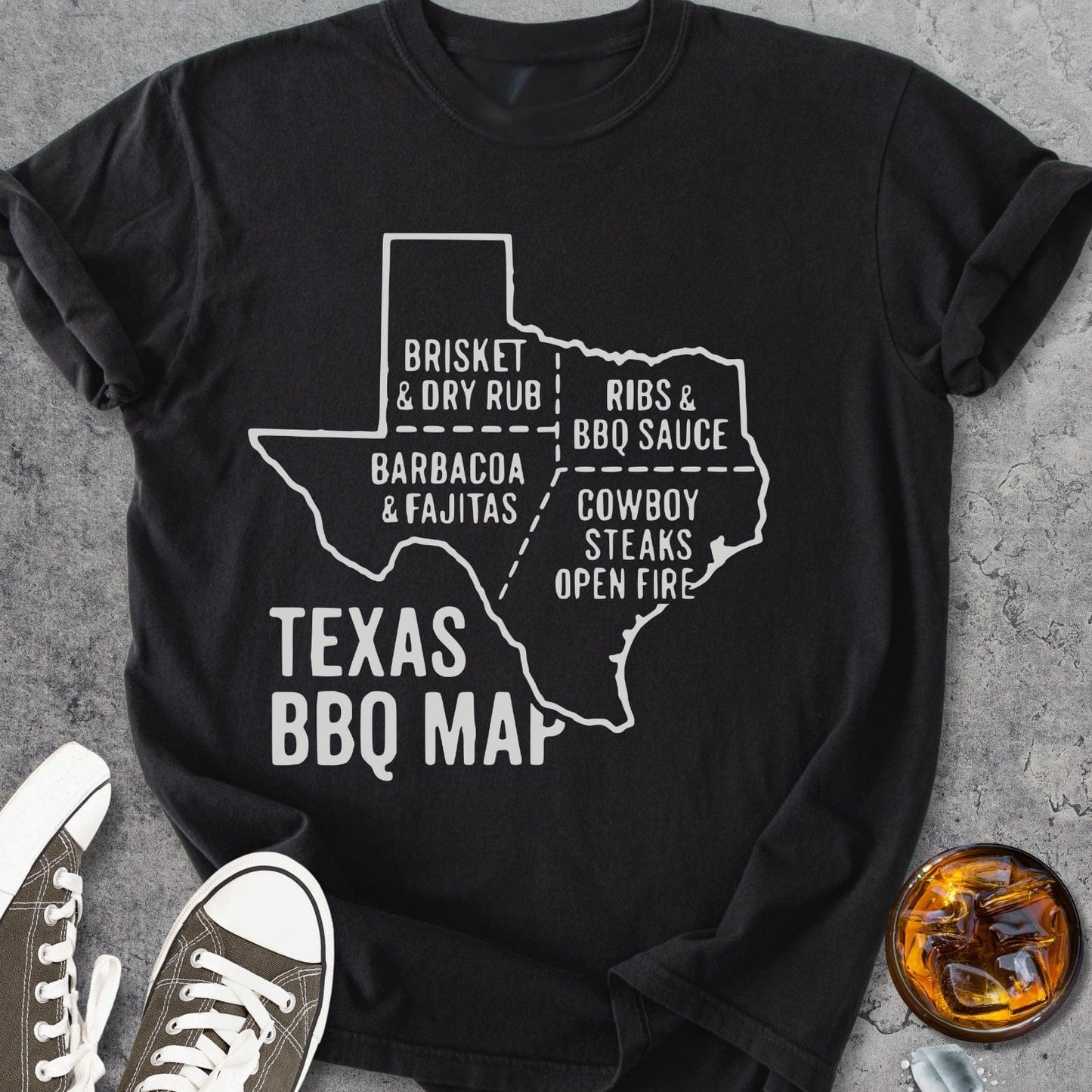 Texas BBQ Map - Vintage Heavyweight Tee